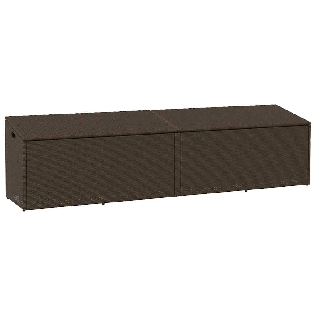 Gartenbox PE-Rattan Braun 220x50x58 cm mit pulverbeschichtetem Stahlgestell
