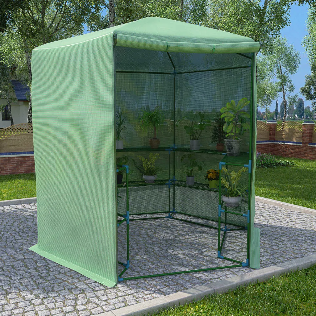 Gewächshaus 227x223 cm Grün mit PE-Netzgewebe und Stahlrahmen