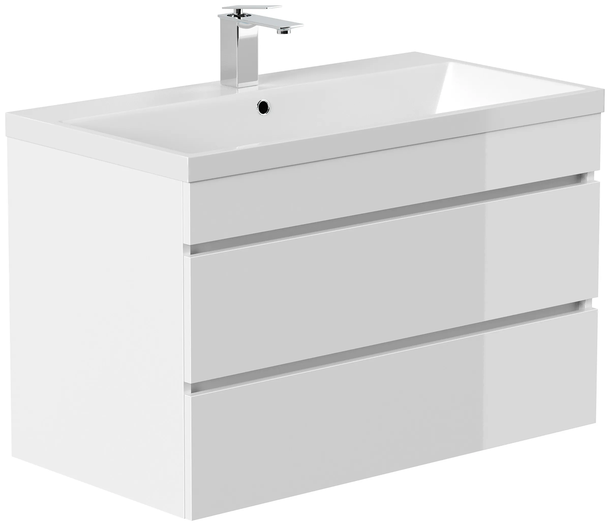 Badmöbel Felini 90 weiss hochglanz mit grifflosen Schubladen