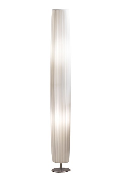 Weiße Stehlampe 120 cm rund Röhrenlampe Plissee Lampenschirm verchromt
