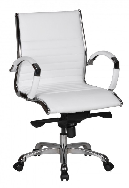 AMSTYLE Bürostuhl SALZBURG 2 Bezug Echtleder Weiß Design Schreibtischstuhl X-XL 120kg Chefsessel