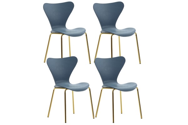 tinkaro Terrassenstühle 4er-Set MARLENE Kunststoff/Metall Gartenstühle Blau