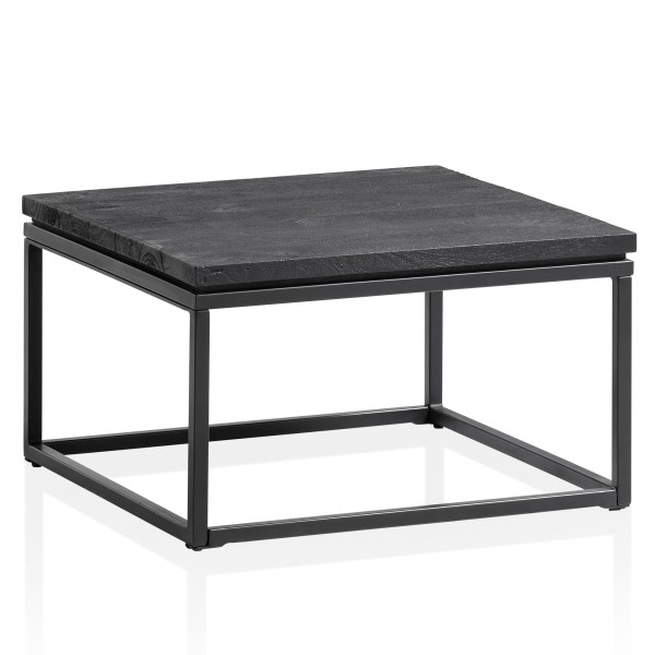 Wohnling Couchtisch 60x60x35 cm Mango Massivholz / Metall Schwarz