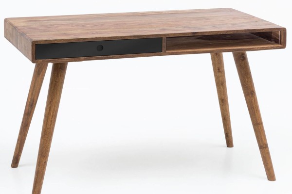 tinkaro PC-Tisch rechteckig ORJE Massiv Holz Schreibtisch Braun/Schwarz