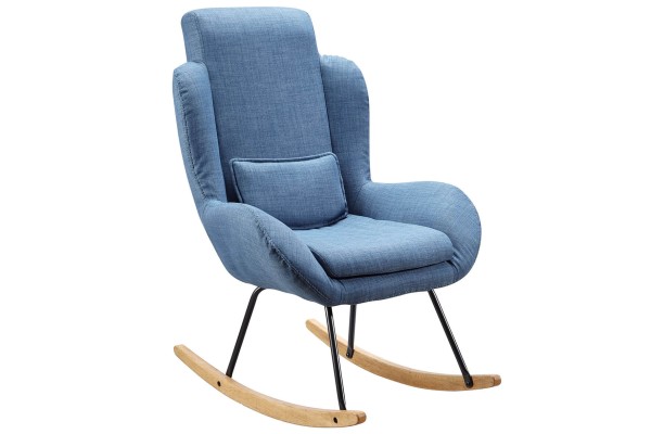 tinkaro Wipp-Sessel schwingend ENDRIN Stoff Schaukelstuhl Blau