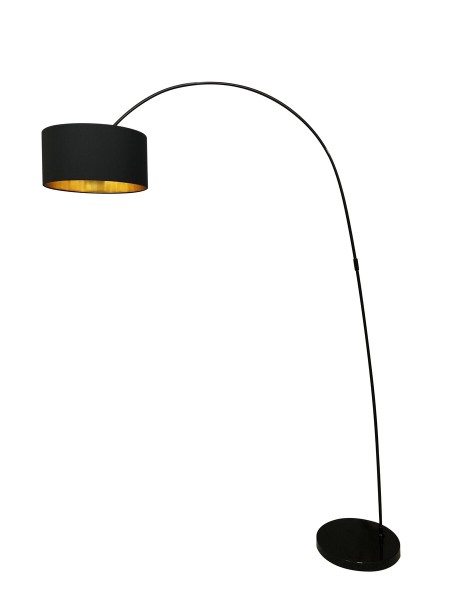 Bogenlampe mit Stoffschirm 1-flammig 201 cm schwarz gold Wohnzimmerlampe