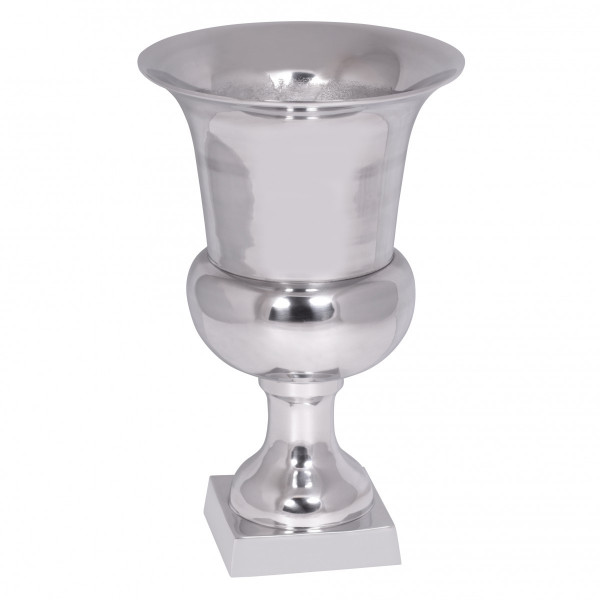 WOHNLING Pokal L Aluminium 40 x 25 cm Silber Glänzend Design Dekoration Modern