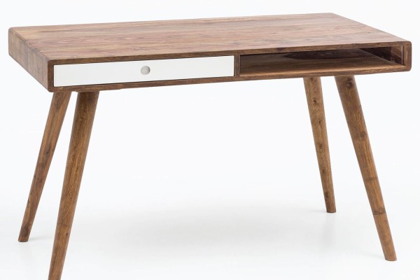 tinkaro Schreibtisch rechteckig KATIE Massiv Holz Konsolentisch Braun/Weiß