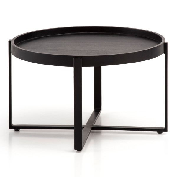 Wohnling Couchtisch 60x60x35 cm Mango Massivholz / Metall Schwarz