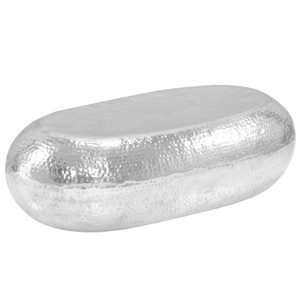 tinkaro Couchtisch oval ENTON Aluminium Wohnzimmertisch Silber