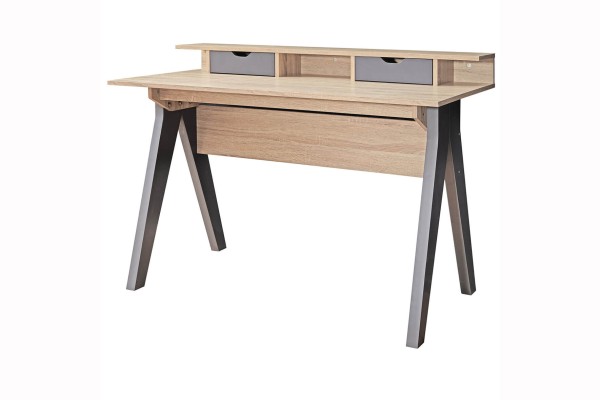 tinkaro Schreibtisch mit Schubladen rechteckig CADEN Holz Bürotisch Sonoma / Weiß