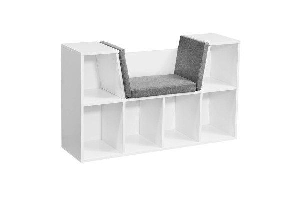 tinkaro Regal mit Sitzfläche eckig BENTO Holz Sitzbank Weiß