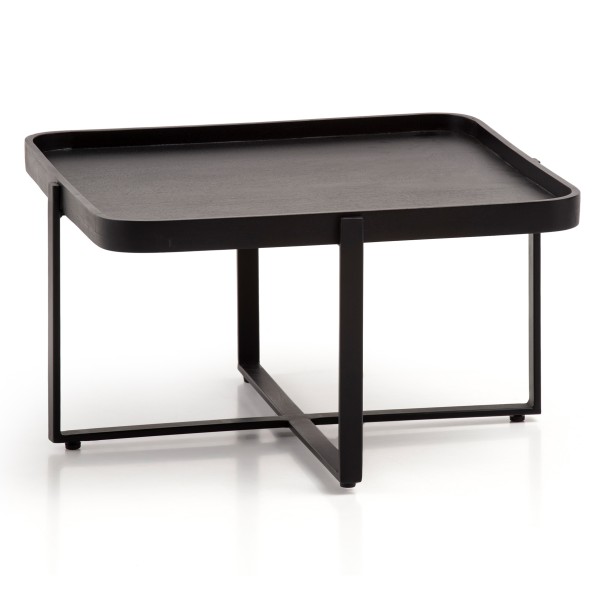 Wohnling Couchtisch 65x65x35 cm Mango Massivholz / Metall Schwarz