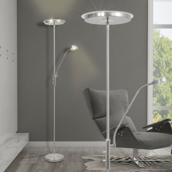 tinkaro Stehlampe CARMINA Stahl / Nickel LED-Lampe Silber