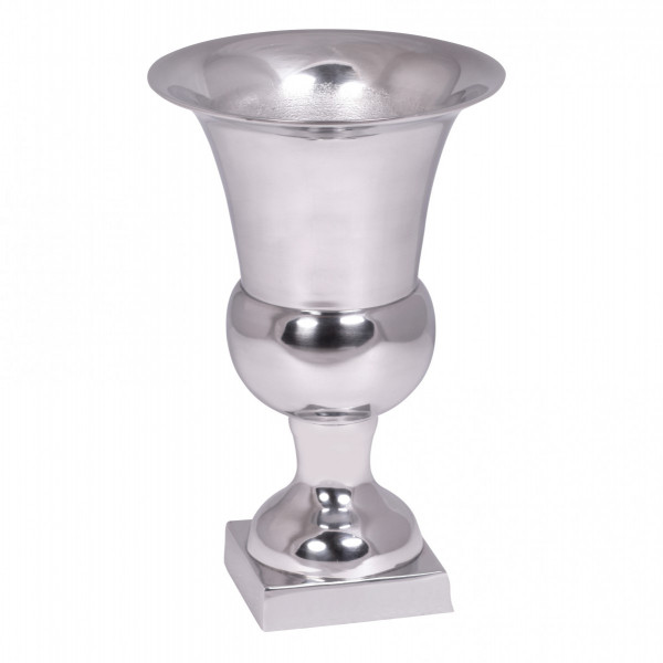 WOHNLING Pokal S Aluminium 27 x 18 cm Silber Glänzend Design Dekoration Modern
