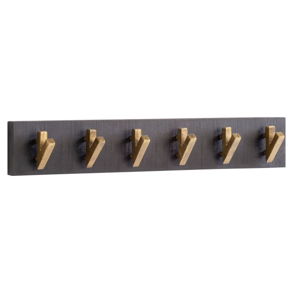 Wohnling Wandgarderobe Mango Massivholz / Metall 60 x 10 x 8 cm Schwarz Gold