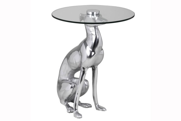tinkaro Beistelltisch Figur DOG MALEEN Aluminium Sofatisch Silber