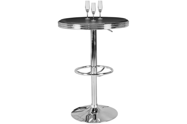 tinkaro American Diner Bartisch rund SOLANA Aluminium/Kunstlederbezug Partytisch Silber