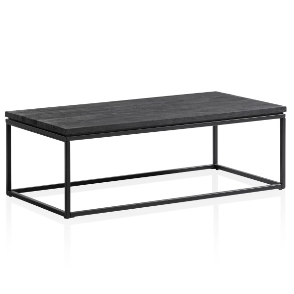 Wohnling Couchtisch 120x60x40 cm Mango Massivholz / Metall Schwarz