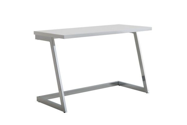 tinkaro Schreibtisch rechteckig VITUS Holz PC-Tisch Hochglanz Weiß/Silber