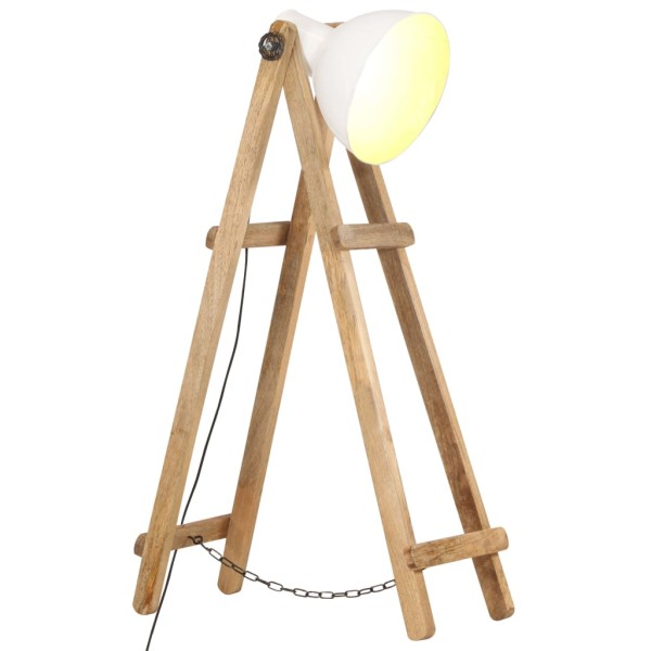 tinkaro Stehlampe ATALAY Mango Massivholz Wohnzimmerlampe Weiß/Braun